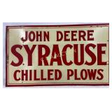 Emb. John Deere Syracuse Chilled Plows Metal Sign,