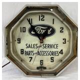 Original Ford Service Neon Octagonal Clock, 18 Inc