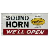 1969 Pennzoil Sound Horn Metal Sign, 32×15