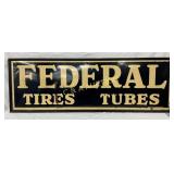 Federal Tires and Tubes Metal Sign w/Wood Frame,