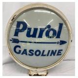 Purol Gasoline Globe with Metal Body, 18 inches