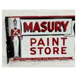 Early Masury Paint Store Flange Sign, 24in x 16in