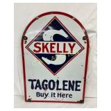 Skelly Gasoline DS Porc. Tombstone Sign, 28×40