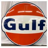 Porc. Gulf Dog Ear 6ft.Sign, Single-Sided