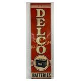 Delco Batteries Metal and Wood-Framed Vertical Sig