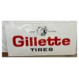 Emb. Gillette Tires Sign with Wood Back, 93in x 45
