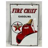Porc. Texaco Fire Chief Gasoline Pump Plate, 12×1