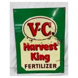 1962 V-C Harvest King Fertilizer SS Metal Sign, 18