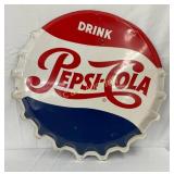 Pepsi-Cola Convex Bottle Cap Sign, 30 inch