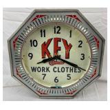 Key Work Clothes Octagon Spinner Neon Clock, 18in