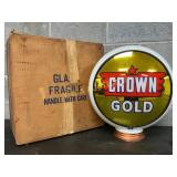 Early NOS Crown Gold Milk Glass Gas Globe with Ori