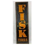 Early Emb. Fisk Tires Wood-Framed Metal Sign, 18in