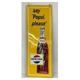 1969 Emb. Pepsi-Cola Self-Framed Metal Sign, Stout