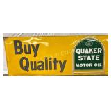 Quaker State Emb. Tin Sign with Wood Backing, 94in