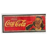 Coca-Cola Metal and Wood Sign with Female Portrait