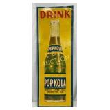 Embossed Metal Advertising Sign for Pop Kola, 10in