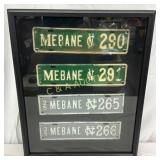 4 Mebane NC License Plates Framed, 17×21