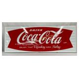 Porc. Coca-Cola Fishtail Sled Sign, 68in x 24in