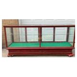 Wood-Framed Glass Display Case with Sliding Doors,