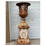 2 pc. Large Cast Iron Planter with Decorative Base