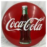 Coca-Cola Porc. Button Sign, 24in, with Original B