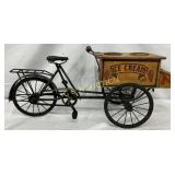 Metal and Wood Ice Cream Tricycle Model, 7in x 24i
