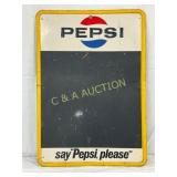 Emb. Pepsi-Cola Menu Sign, 19in x 27in