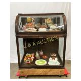 Early Drop Front Glass Display Case with Wooden Fr