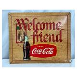 1957 Coca-Cola Welcome Friend Cardboard Sign, 1957