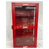 Red Metal and Glass Lance Display Cabinet, 14in x