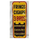 Frings Cigars 3 Bros Tin Tacker Sign, 3 1/2 x 9