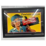 Framed Dr Pepper Cardboard Advertising Sign, 30 x