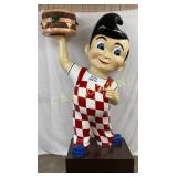 Big Boy Statue Featuring Red Checkered Overalls an