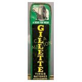 Emb. Gillette Tires Vertical Sign, 19in x 72in