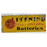 Litening Batteries ï¿½SS Metal Sign by Yale Oil Corp