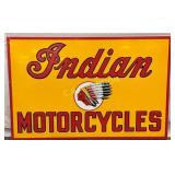 Emb. ï¿½Indian Motorcyclesï¿½ Sign w/Wood Backing, 59i