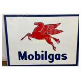 Emb. ï¿½Mobilgas Sign w/ Pegasus Logo, Metal w/Wood