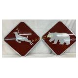 (2) Reflective Signs Deer & Bear Symbols, 15ï¿½15 eh