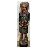 5ft. Carved Wooden Indian Store Display with Paint