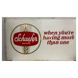 Schaefer Beer Metal Sign with Wood Frame Back, 58i