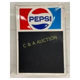 1976 Emb. Pepsi-Cola Menu Sign, 27in x 36in, Stout