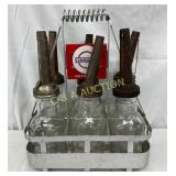 Standard Motor Oil Glass Bottles with Metal Spouts