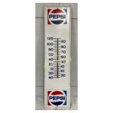 Pepsi Red, White, Blue Metal Thermometer, 7in x 28