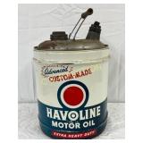Havoline 5g. Metal Motor Oil Can with Original Spo