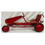 Red Metal Pedal Car with Chain Drive Mechanism