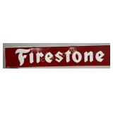 Emb. Firestone Red and White Metal Sign, 48ï¿½ï¿½ x 10