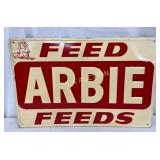 Emb. Metal ï¿½Arbie Feedsï¿½ Sign, 18ï¿½12 Inches