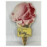 ï¿½City Ice Cream,ï¿½ Die Cut Masonite Sign, ï¿½28in x 4