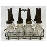 8 Glass Oil Bottles with Metal Pouring Spouts and