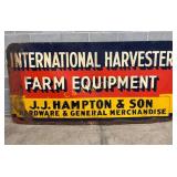 Rare International Harvester Wood-Back Metal Sign,